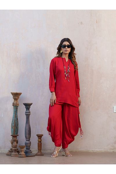 DW By Styli Notch Neck Long Sleeves Tunic and Dhoti Pant Co-Ords