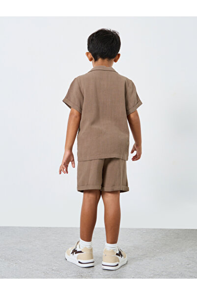 Styli Linen Look Pocket Detail Shirt and Shorts Set