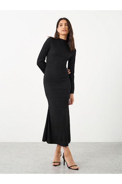 Styli Textured Bell Sleeves Maxi Dress
