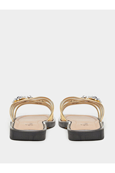 Take Two By Styli Rhinestone Flower Embellished Flat Sandals