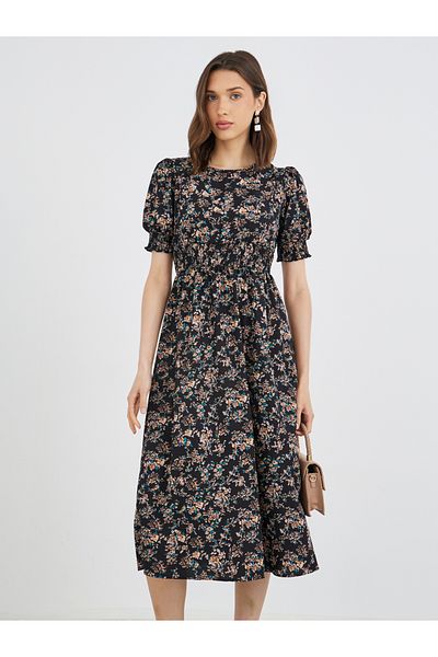 Styli Women Multi Floral Print A-Line Midi Dress