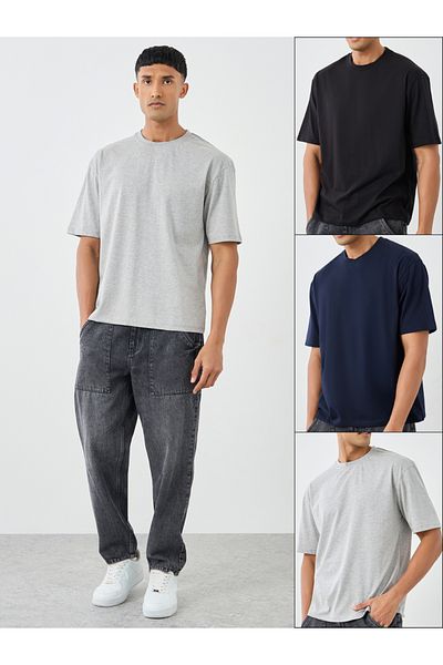 Styli Set of 3 - Cotton Rich Oversized Crew Neck T-Shirt
