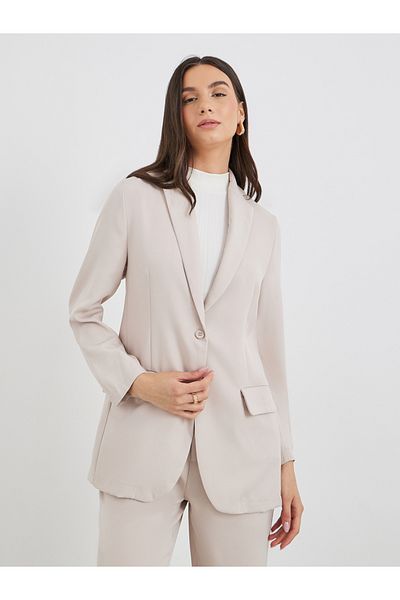 Styli Solid Longline Blazer and Wide Leg Pants Co-Ods