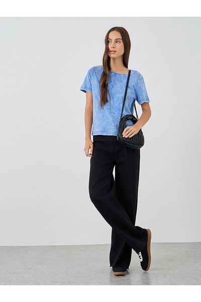 Styli Solid Acid Wash Round Neck T-Shirt
