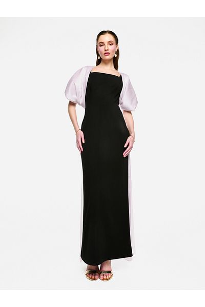 House of Moda By Styli Contrast Cape Sleeve Square Neck Maxi Dress