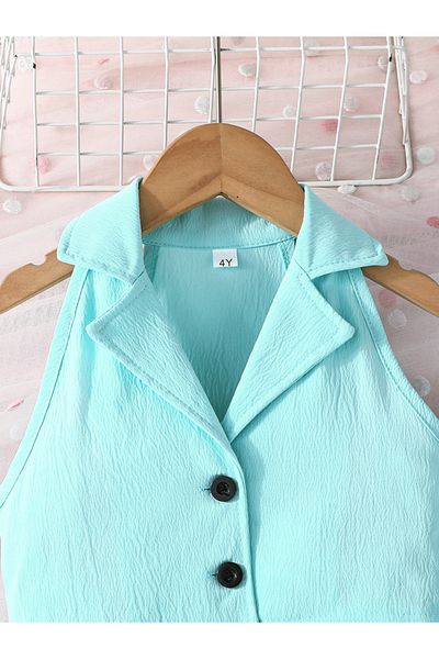 Styli Turquoise Sleeveless Top and Bow Detail Flared Pants Set