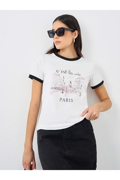 Styli Graphic Print Short Sleeve T-Shirt