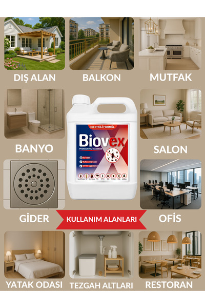 Biovex Premium UL İnsektisit Haşere İlacı Hamam Böceği, Tahta Kurusu, Karınca, Kene, Karasinek 5 L