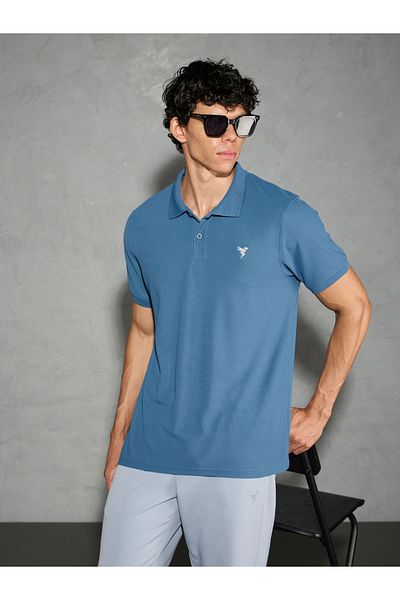 Technosport By Styli Solid Slim Fit Pique Polo