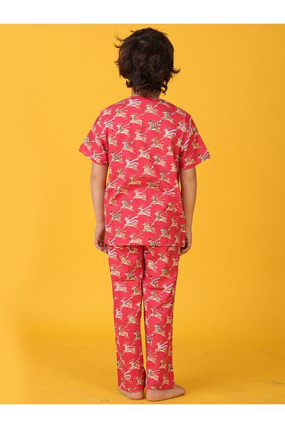 Anthrilo By Styli All Over Reindeer Print T-Shirt and Pyjama Set