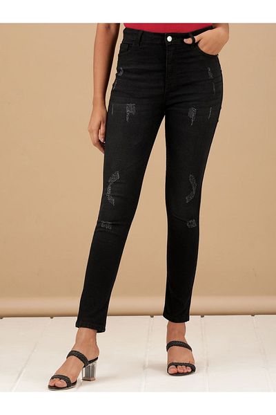 Freehand By Styli Women Black Skinny Fit Solid Jeans