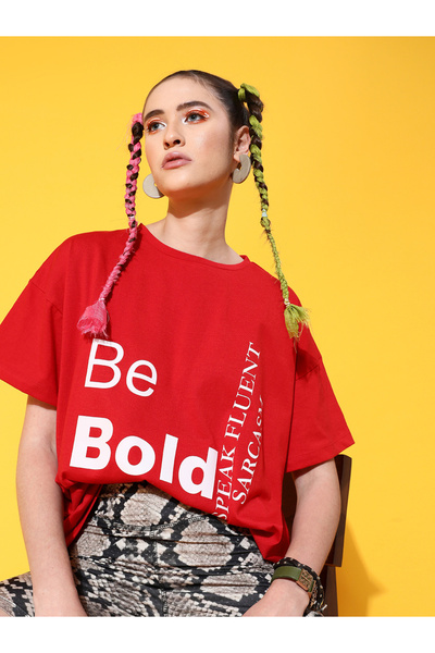 STREET 9 By Styli Slogan Print Short Sleeve Cotton T-Shirt