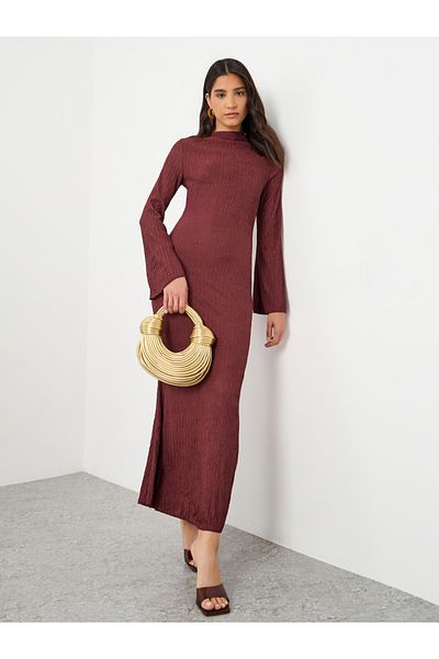 Styli Textured Bell Sleeves Maxi Dress