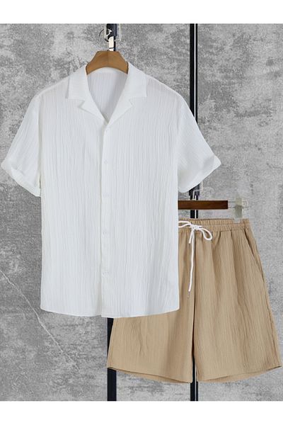 Styli Textured Button Up Shirt and Shorts Co-Ords