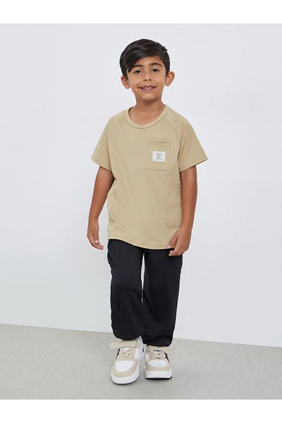 Styli Solid Round Neck T-Shirt with Patch Pocket