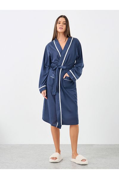 Styli Contrast Piping Pocket Detail Robe