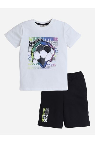 Victor and Jane By Styli Boys Football Graphic Print Cotton T-Shirt and Shorts Set
