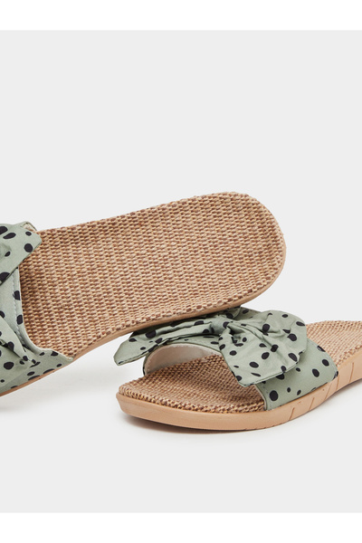 Take Two By Styli Polka Dot Print Bow Detail Flat Sandals