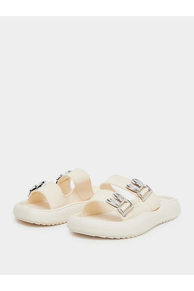 Take Two By Styli Double Buckle Detail Slip On Slippers