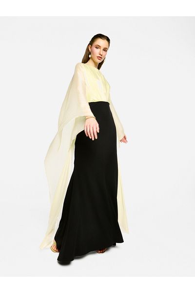 House of Moda By Styli Kimono Sleeve Color Block A-Line Maxi Dress