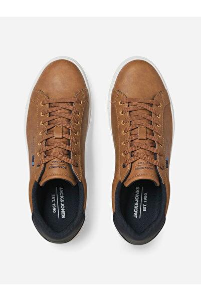 Jack & Jones Leather Logo Detail Lace Up Sneakers