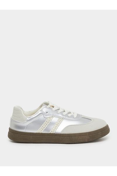 Styli Metallic Panelled Lace Up Sneakers