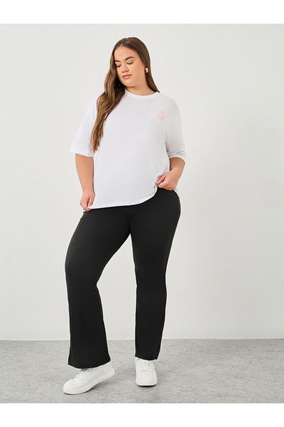 Styli Plus Flared Leggings with Elastic Waist