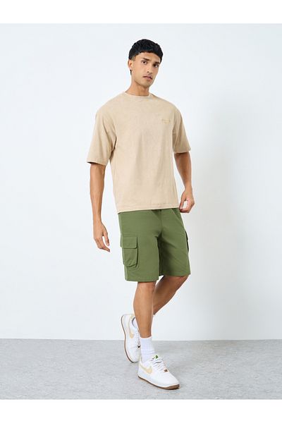 Styli Men Olive Relaxed Fit Cargo Shorts