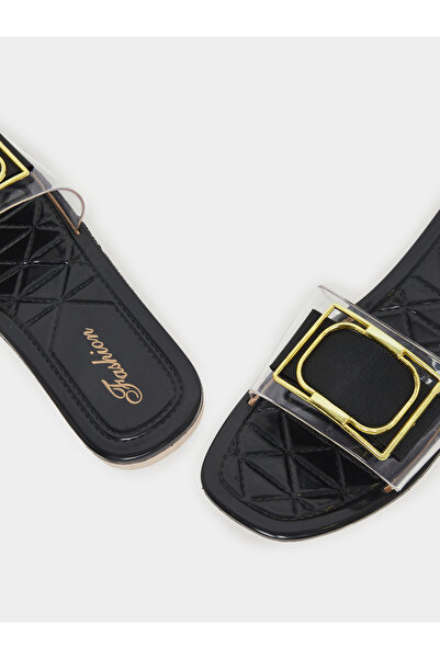 Take Two By Styli Buckle Decoration Transparent Vamp Flat Sandals
