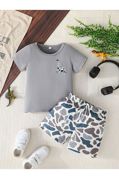 Styli Graphic Print Round Neck T-Shirt and Shorts Set