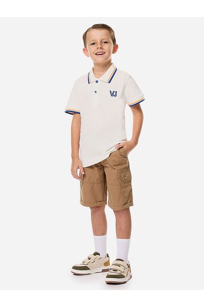 Victor and Jane By Styli Boys Brown Solid Cargo Shorts with Belt Loops