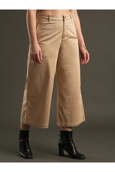 Globus By Styli Satin Stretchable Mid-Rise Relaxed Fit Trousers