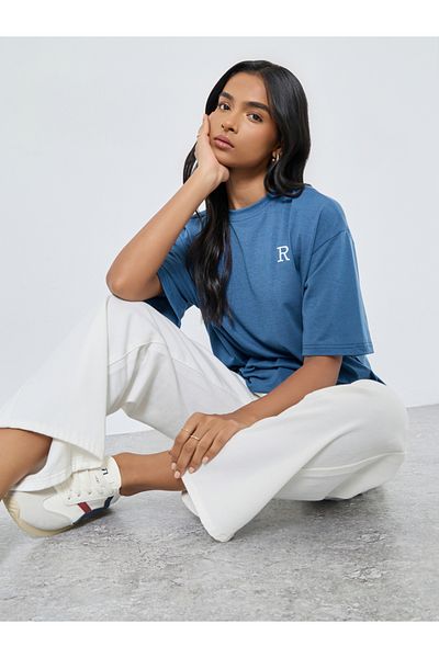 Styli Embroidered Detail Relaxed Fit T-Shirt