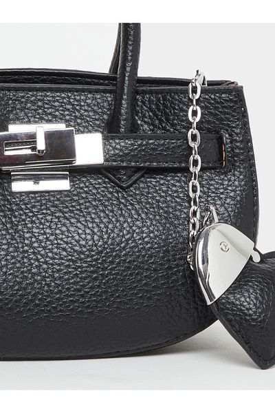Styli Solid Dual Handle Handbag with Heart Drop