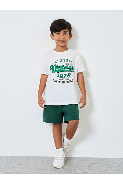 Styli Front Graphic T-Shirt and Solid Shorts Set