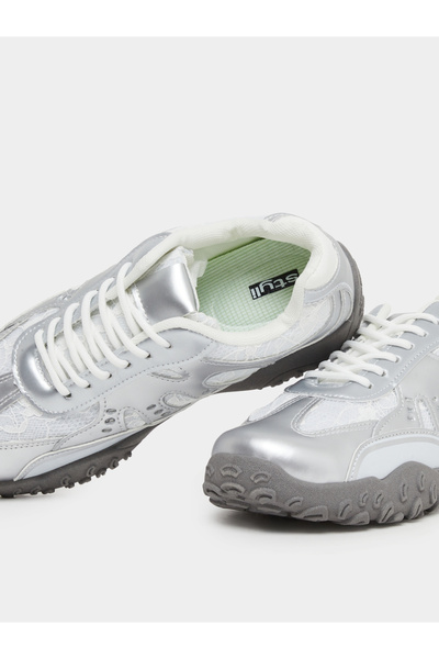 Styli Metallic Spike Sole Lace Up Sneakers