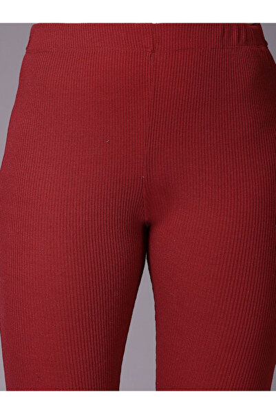 Freehand By Styli Women Burgundy Ribbed Knit Top and Leggings Co-Ords