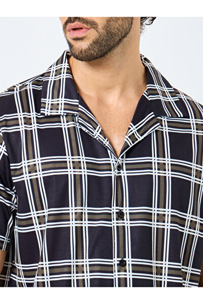 Styli Black Checkered Short Sleeve Shirt and Shorts Set