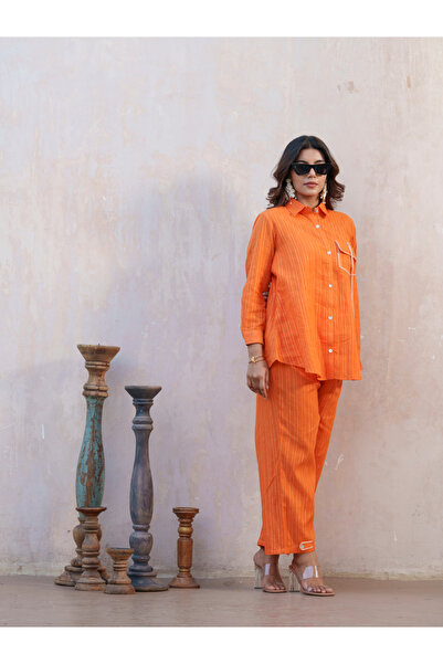 DW By Styli Striped Spread Collar Shirt and Trousers Co-Ords Set