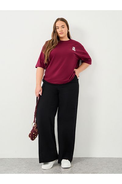 Styli Plus Wide Leg Jeans with Pockets