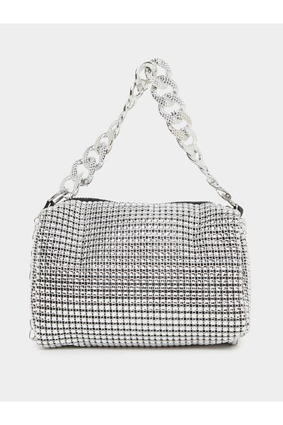 Styli Embellished Baguette Bag with Chain Handle