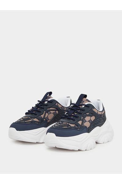 Styli Embroidered Lace Up Chunky Sole Sneakers