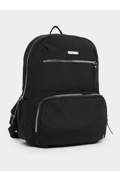Styli Women Black Front Zipped Backpack