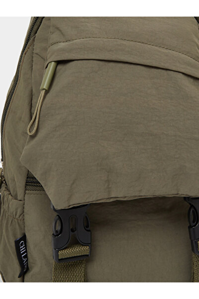 Styli Women Khaki Buckle Strap Backpack