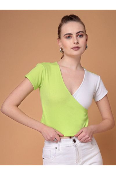 Freehand By Styli Color Block Ribbed Fitted Top