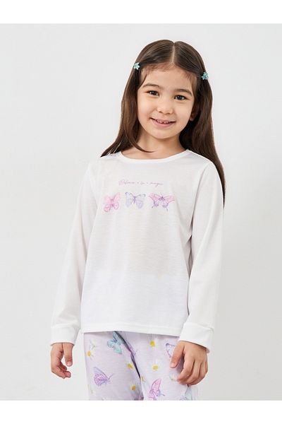 Styli Girls Butterfly Print T-Shirt and Pyjama Set