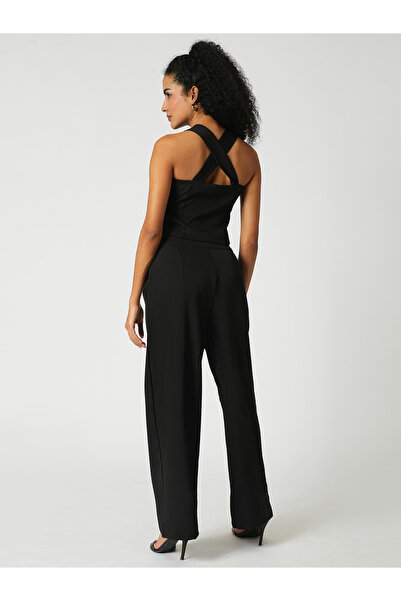 Globus By Styli Women Black Cross Strap Back Crop Top and Trousers Co-Ords