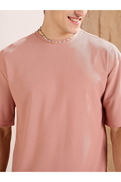 Mascln Sassafras By Styli Pink Waffle Knit Oversized T-Shirt