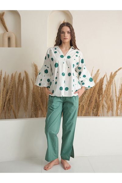 Sanskrutihomes By Styli Printed V-Nek Top and Pants Co-Ords
