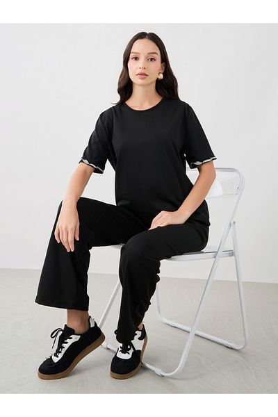 Styli Lace Detail Top and Relaxed Fit Pants Co-Ords
